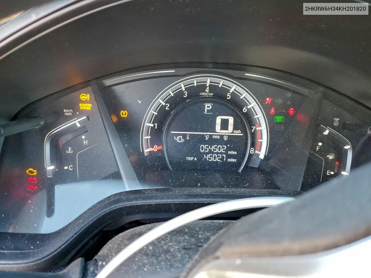 2HKRW6H34KH201820 2019 Honda Cr-V Lx