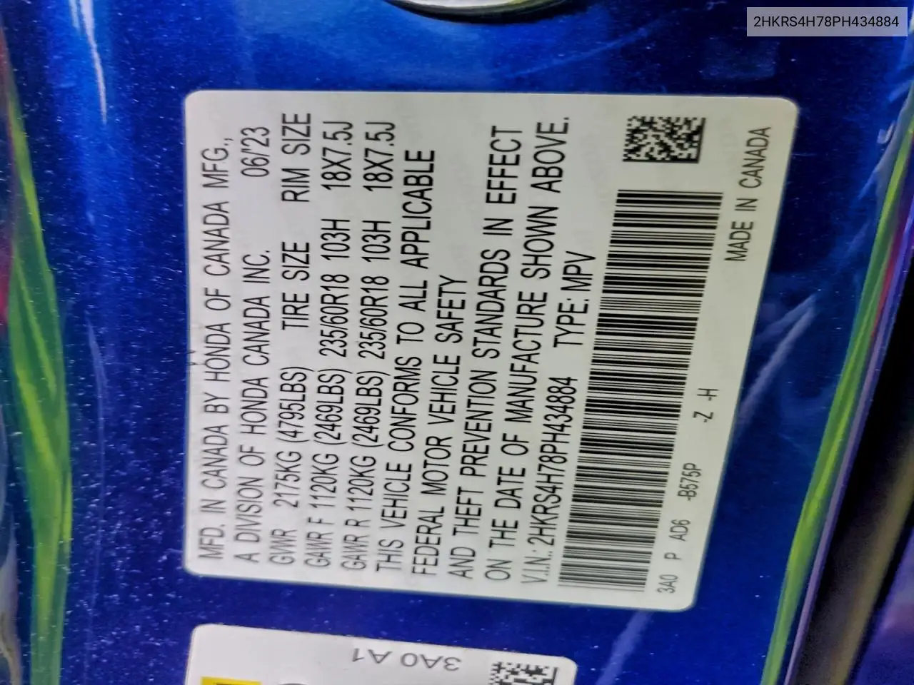 2HKRS4H78PH434884 2023 Honda Cr-V Exl