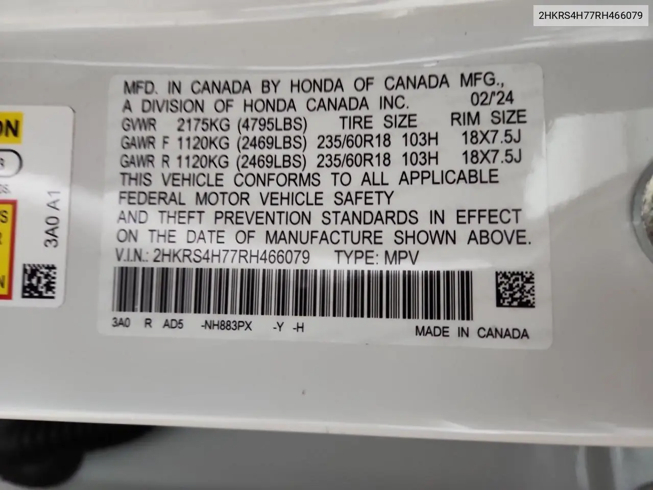 2HKRS4H77RH466079 2024 Honda Cr-V Exl