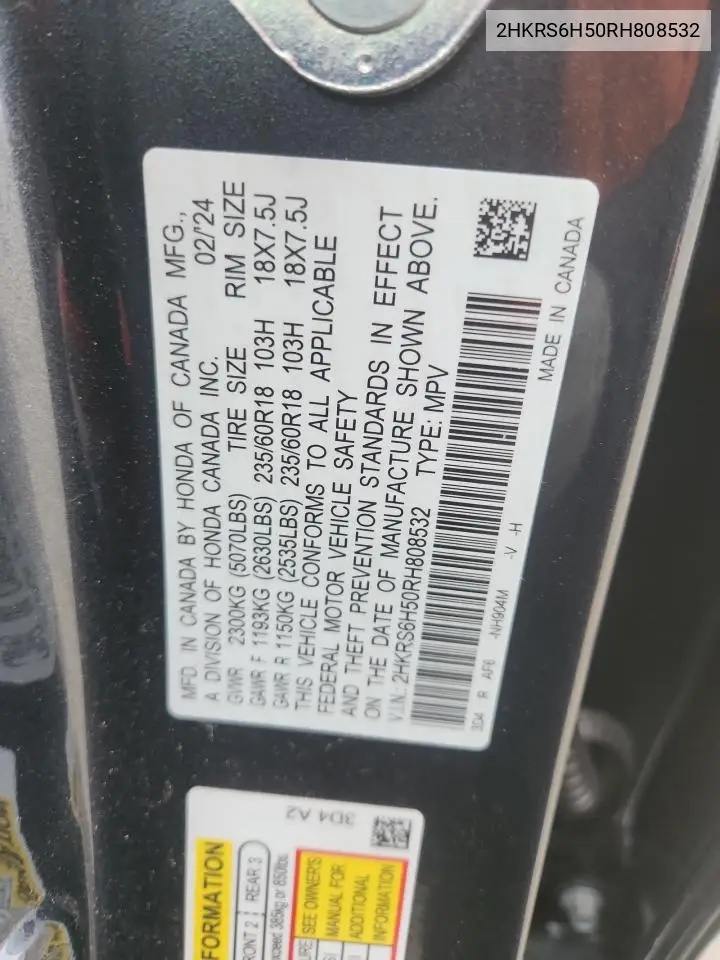 2HKRS6H50RH808532 2024 Honda Cr-V Sport