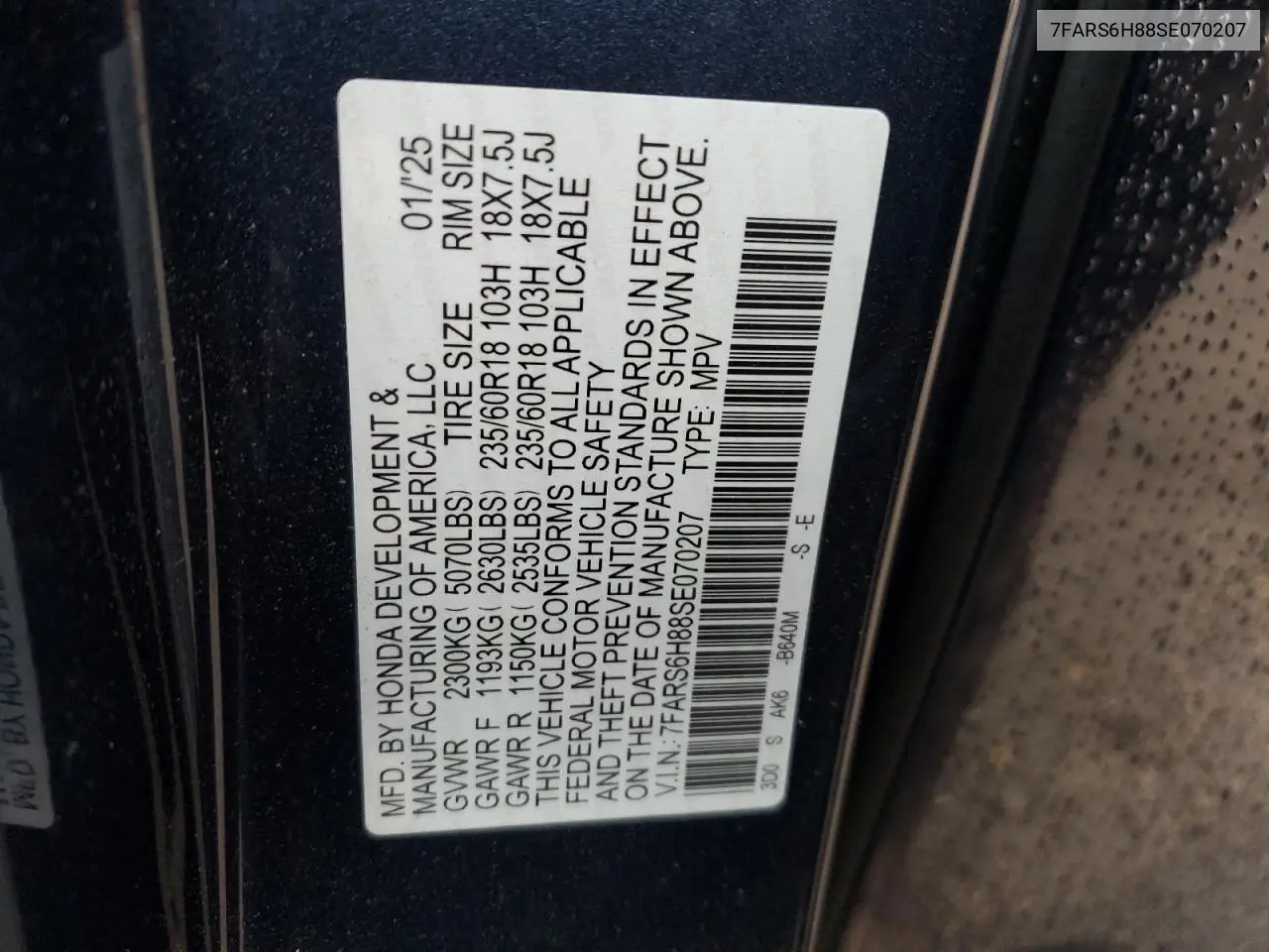7FARS6H88SE070207 2025 Honda Cr-V Sport-L