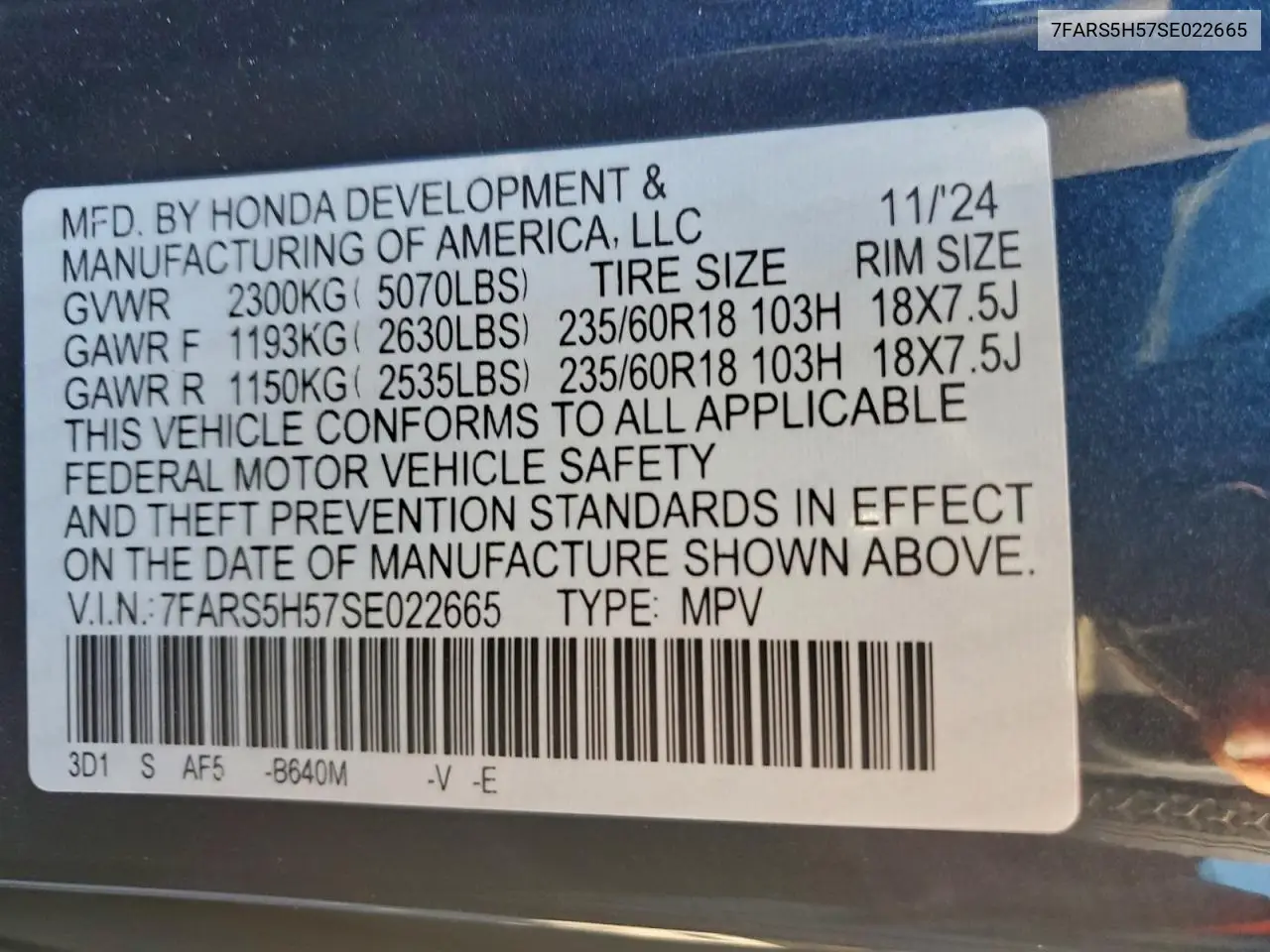 7FARS5H57SE022665 2025 Honda Cr-V Sport