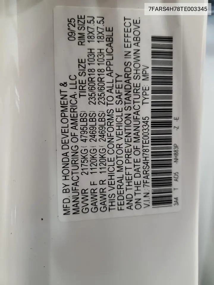 7FARS4H78TE003345 2026 Honda Cr-V Exl