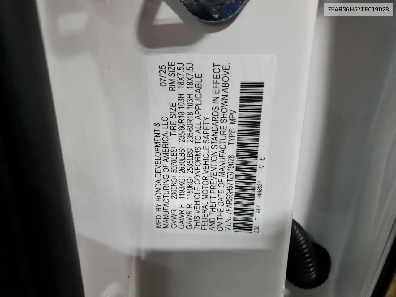 7FARS6H57TE019028 2026 Honda Cr-V Sport