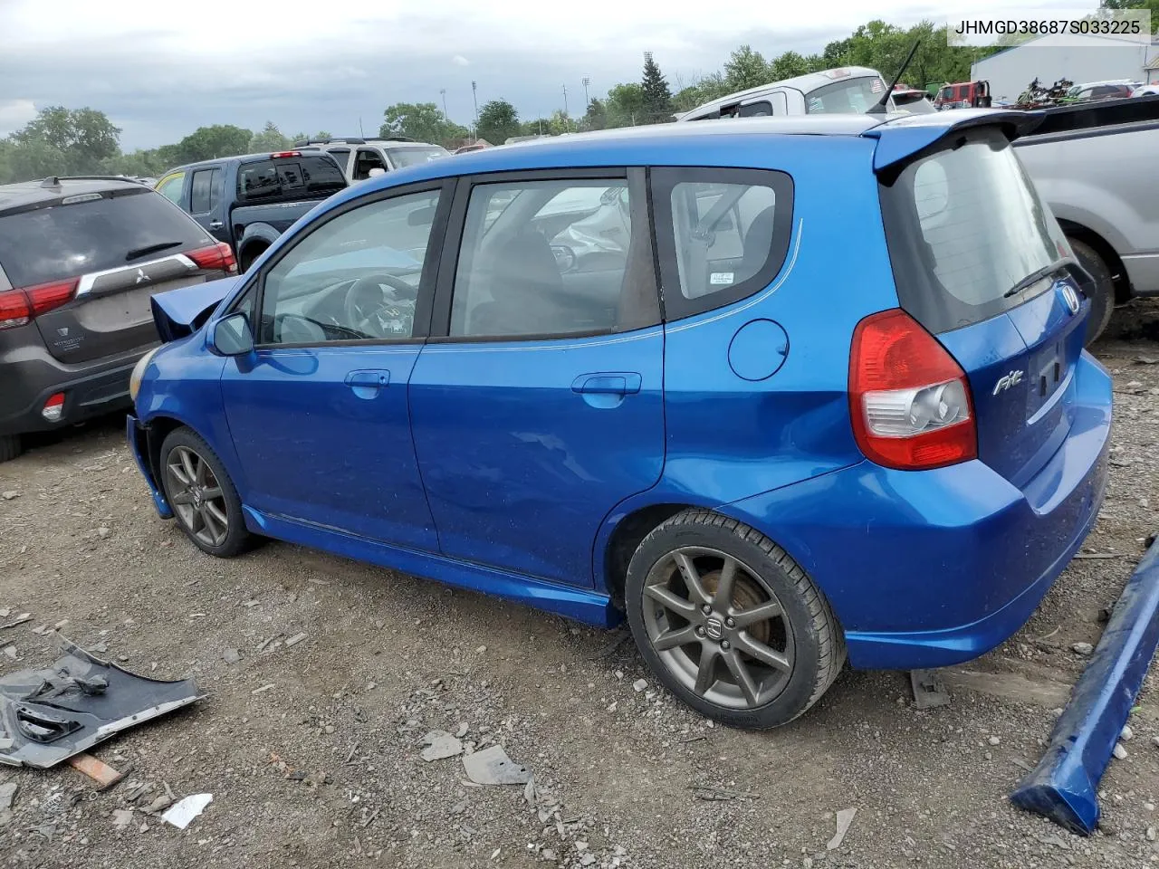 2007 Honda Fit S VIN: JHMGD38687S033225 Lot: 57560954