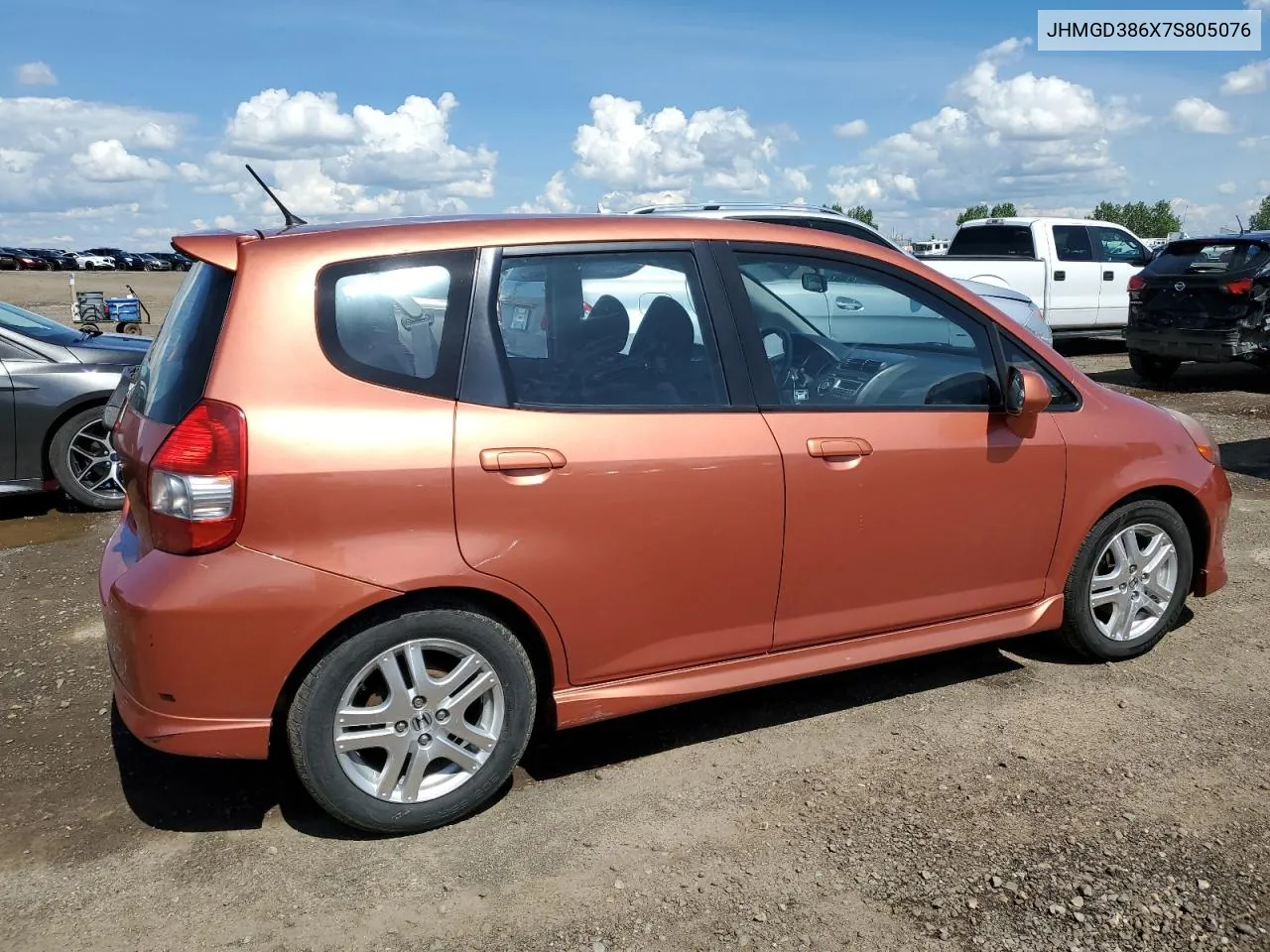 2007 Honda Fit S VIN: JHMGD386X7S805076 Lot: 60446514