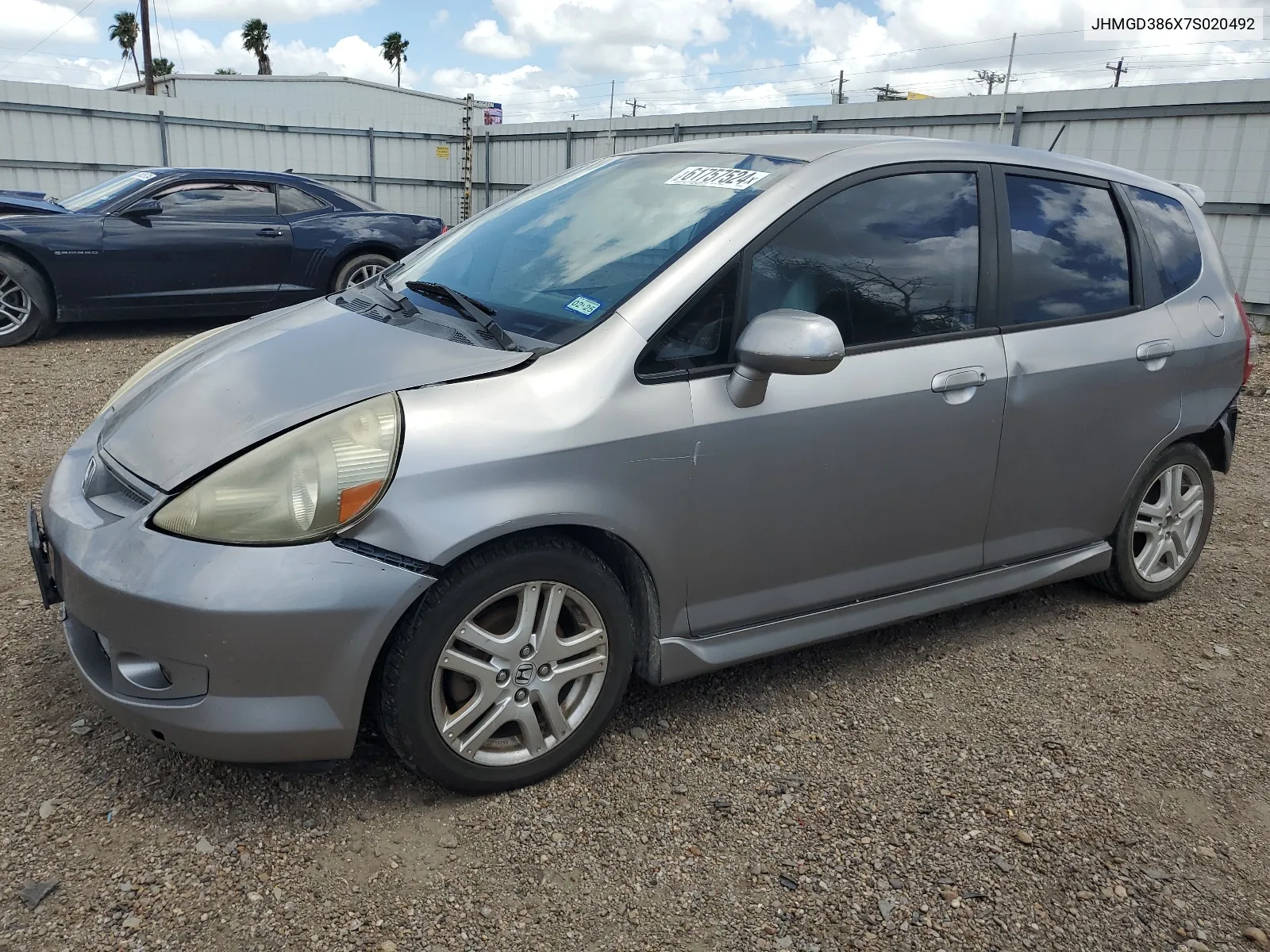 2007 Honda Fit S VIN: JHMGD386X7S020492 Lot: 61757524