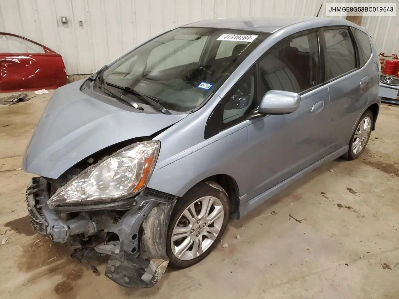 2011 Honda Fit Sport VIN: JHMGE8G53BC019643 Lot: 41649264