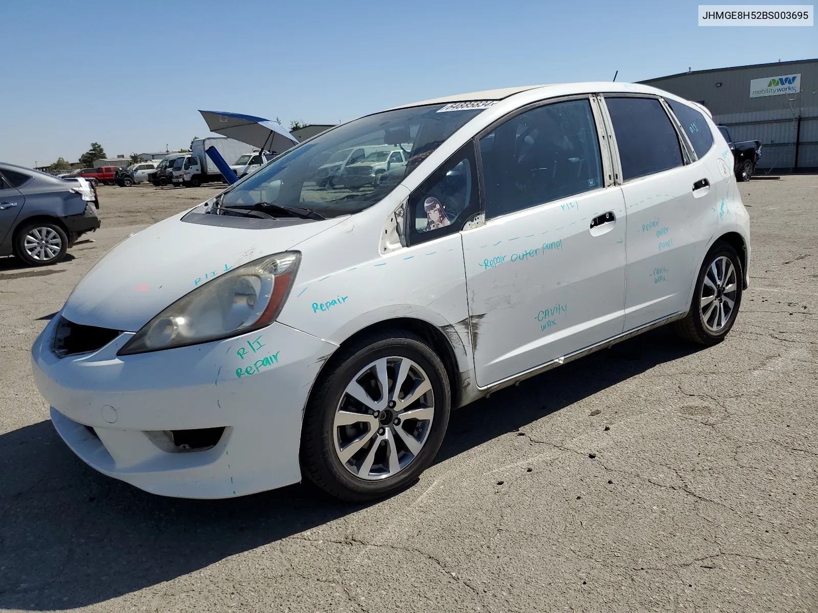 2011 Honda Fit Sport VIN: JHMGE8H52BS003695 Lot: 64885834