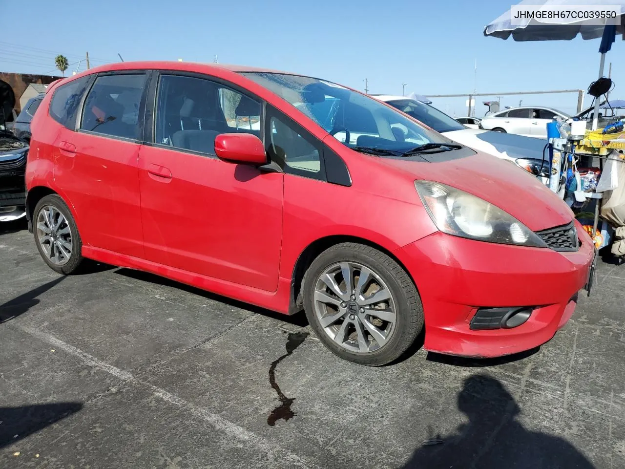 2012 Honda Fit Sport VIN: JHMGE8H67CC039550 Lot: 70888774