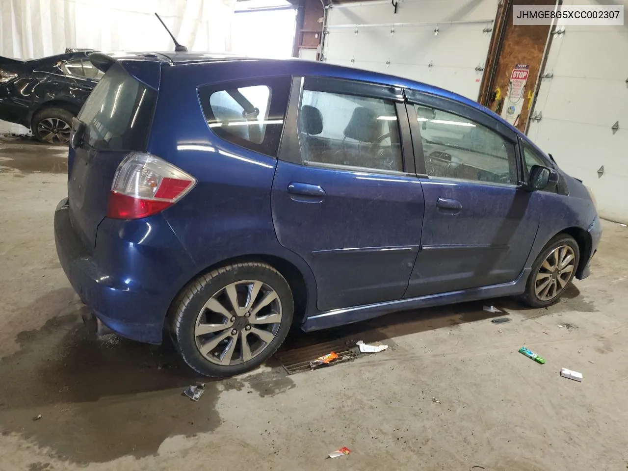 2012 Honda Fit Sport VIN: JHMGE8G5XCC002307 Lot: 71936514