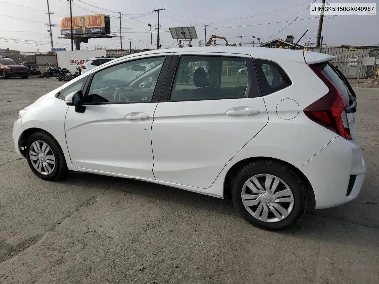 2016 Honda Fit Lx VIN: JHMGK5H50GX040987 Lot: 61334864