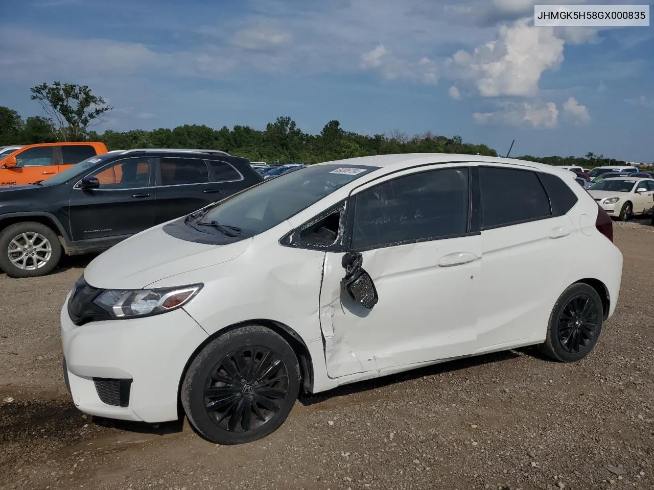 2016 Honda Fit Lx VIN: JHMGK5H58GX000835 Lot: 69306704