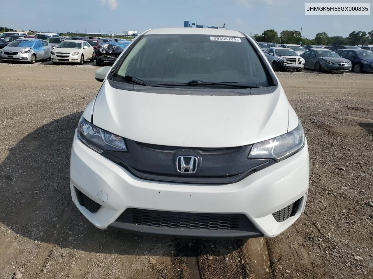 2016 Honda Fit Lx VIN: JHMGK5H58GX000835 Lot: 69306704