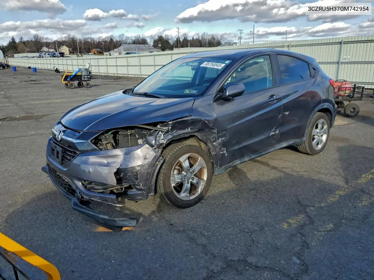 3CZRU5H37GM742954 2016 Honda Hr-V Lx