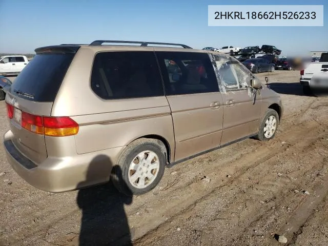 2002 Honda Odyssey Ex VIN: 2HKRL18662H526233 Lot: 52105434