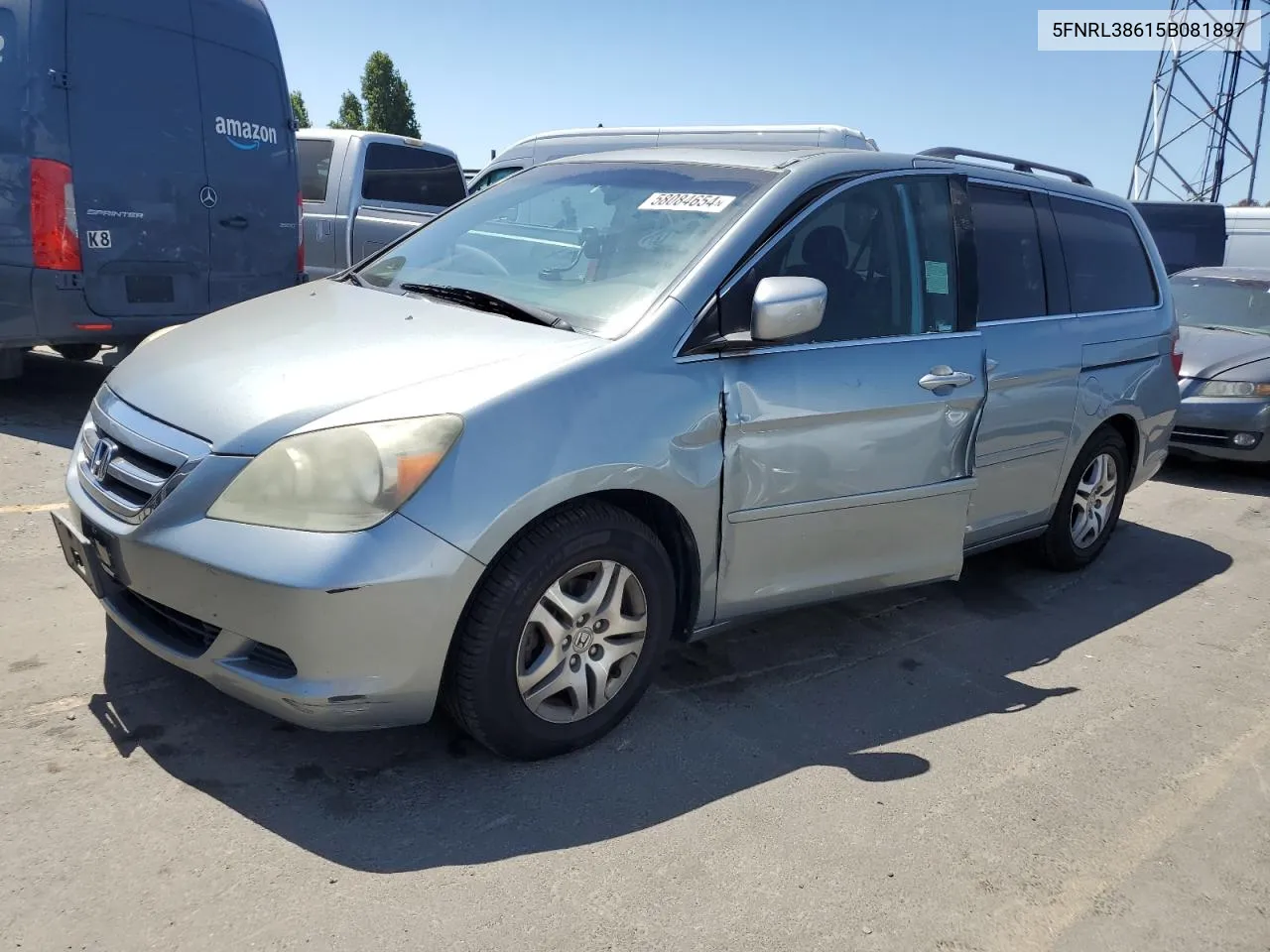 2005 Honda Odyssey Exl VIN: 5FNRL38615B081897 Lot: 58084654