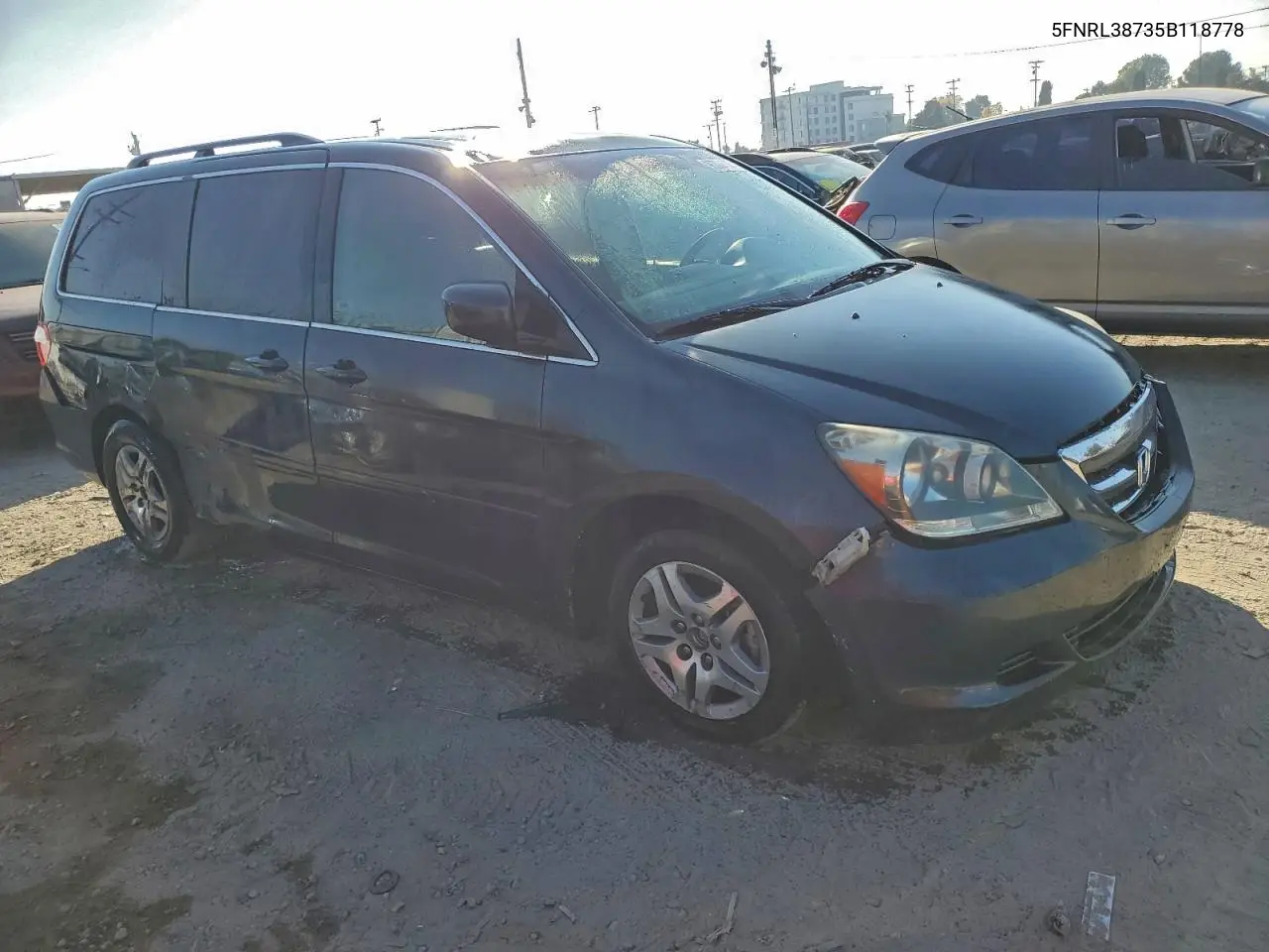 5FNRL38735B118778 2005 Honda Odyssey Exl