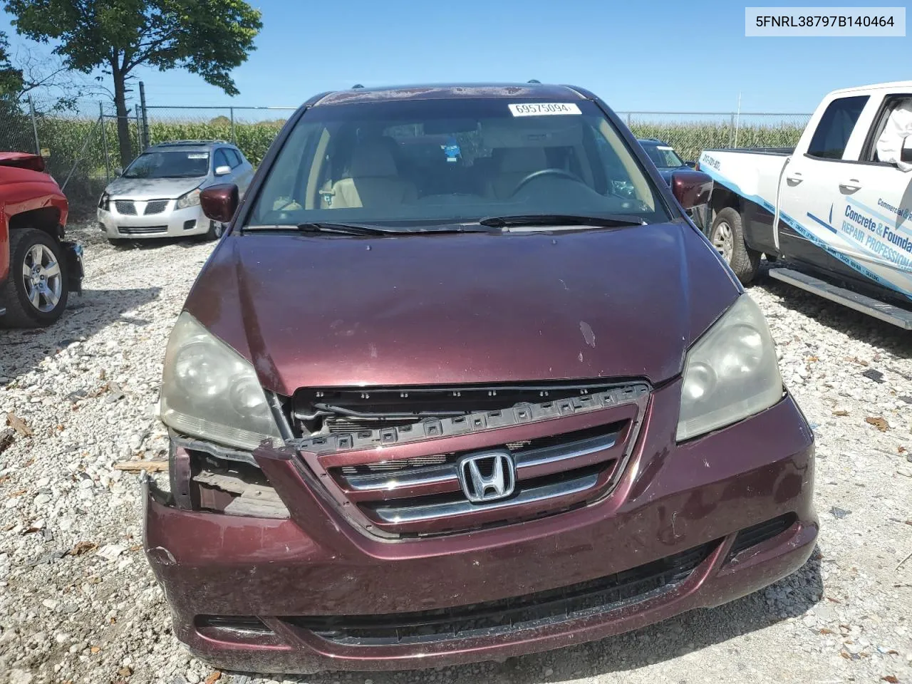 2007 Honda Odyssey Exl VIN: 5FNRL38797B140464 Lot: 69575094