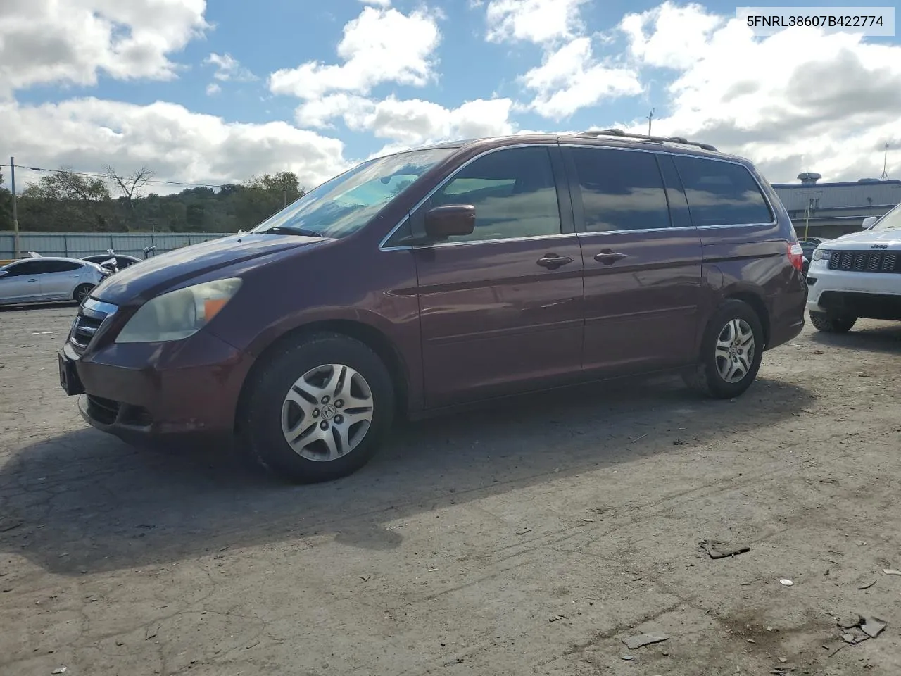 2007 Honda Odyssey Exl VIN: 5FNRL38607B422774 Lot: 70654974