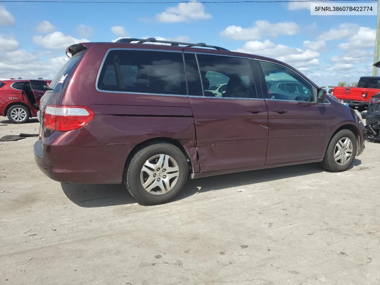 2007 Honda Odyssey Exl VIN: 5FNRL38607B422774 Lot: 70654974