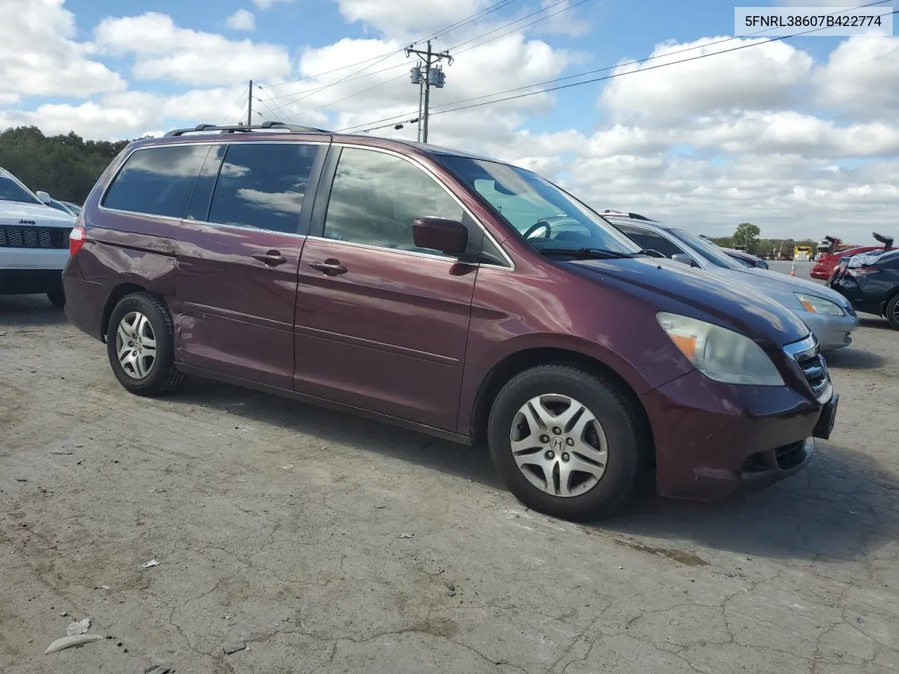 2007 Honda Odyssey Exl VIN: 5FNRL38607B422774 Lot: 70654974