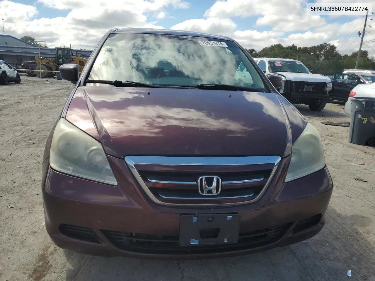 2007 Honda Odyssey Exl VIN: 5FNRL38607B422774 Lot: 70654974