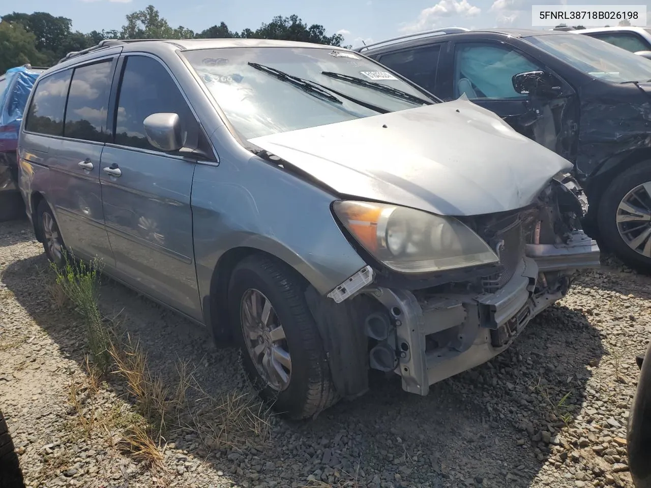 2008 Honda Odyssey Exl VIN: 5FNRL38718B026198 Lot: 61843324