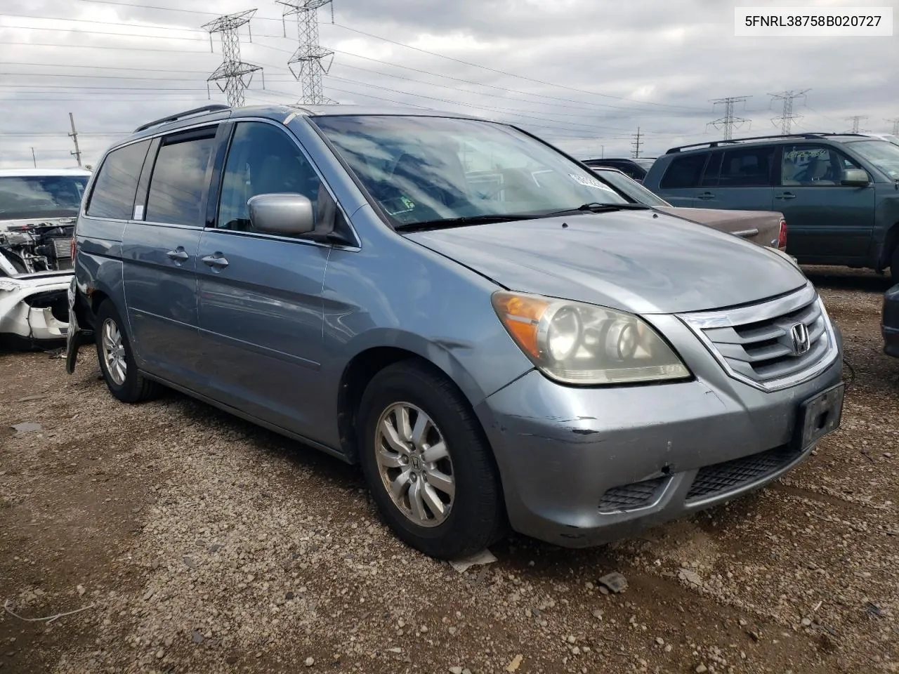 2008 Honda Odyssey Exl VIN: 5FNRL38758B020727 Lot: 69122344