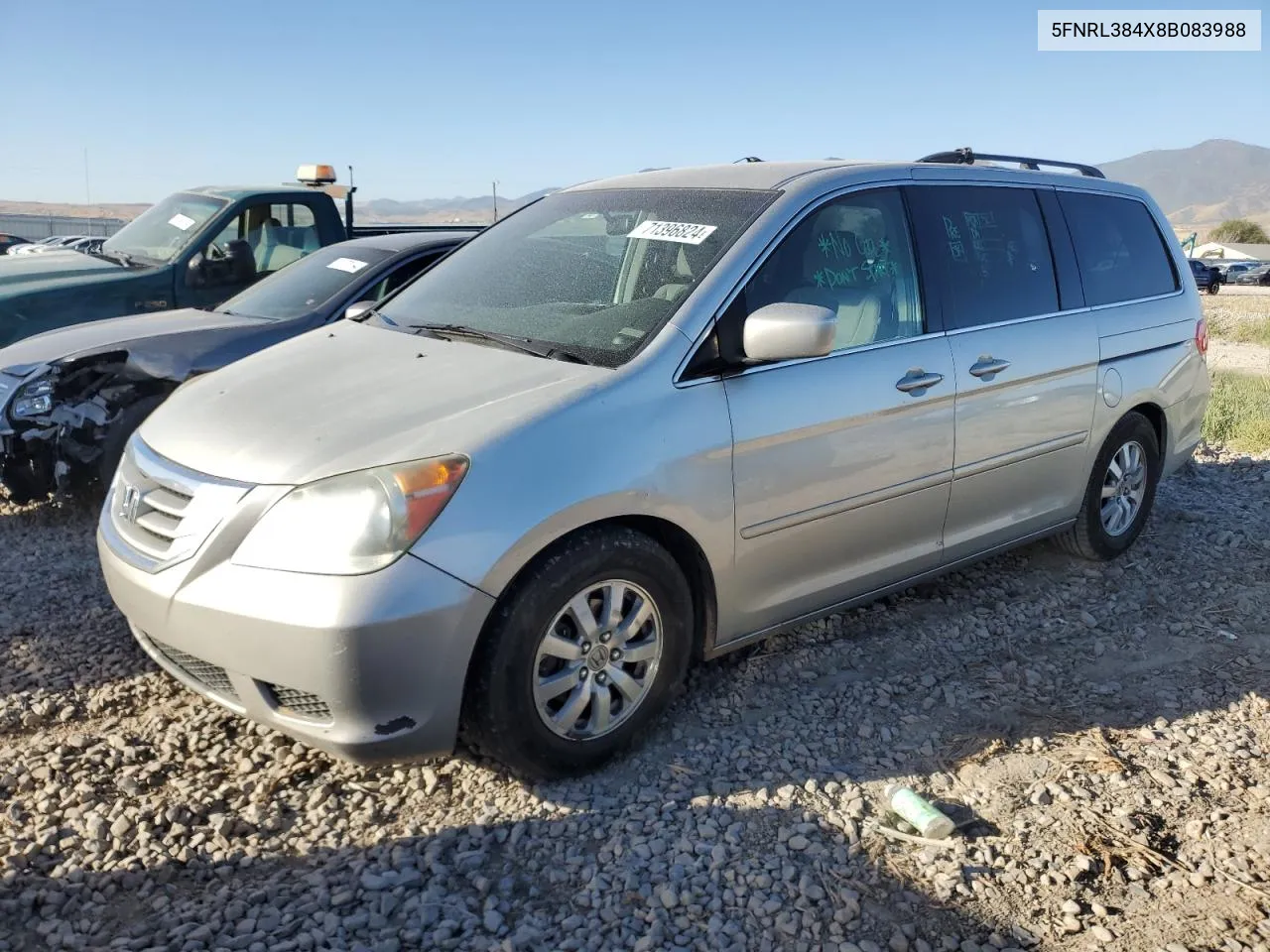 2008 Honda Odyssey Ex VIN: 5FNRL384X8B083988 Lot: 71396824