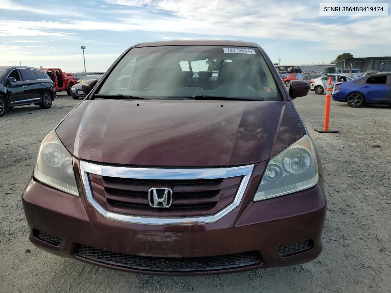 2008 Honda Odyssey Exl VIN: 5FNRL38648B419474 Lot: 72079634