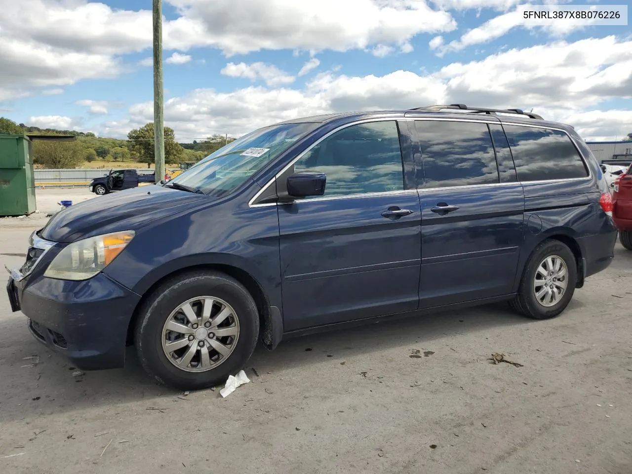 2008 Honda Odyssey Exl VIN: 5FNRL387X8B076226 Lot: 72341074