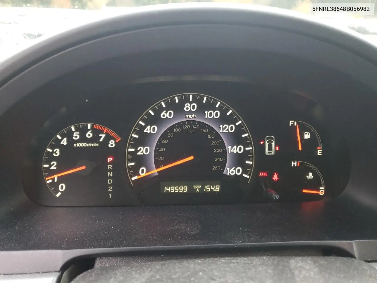 5FNRL38648B056982 2008 Honda Odyssey Exl