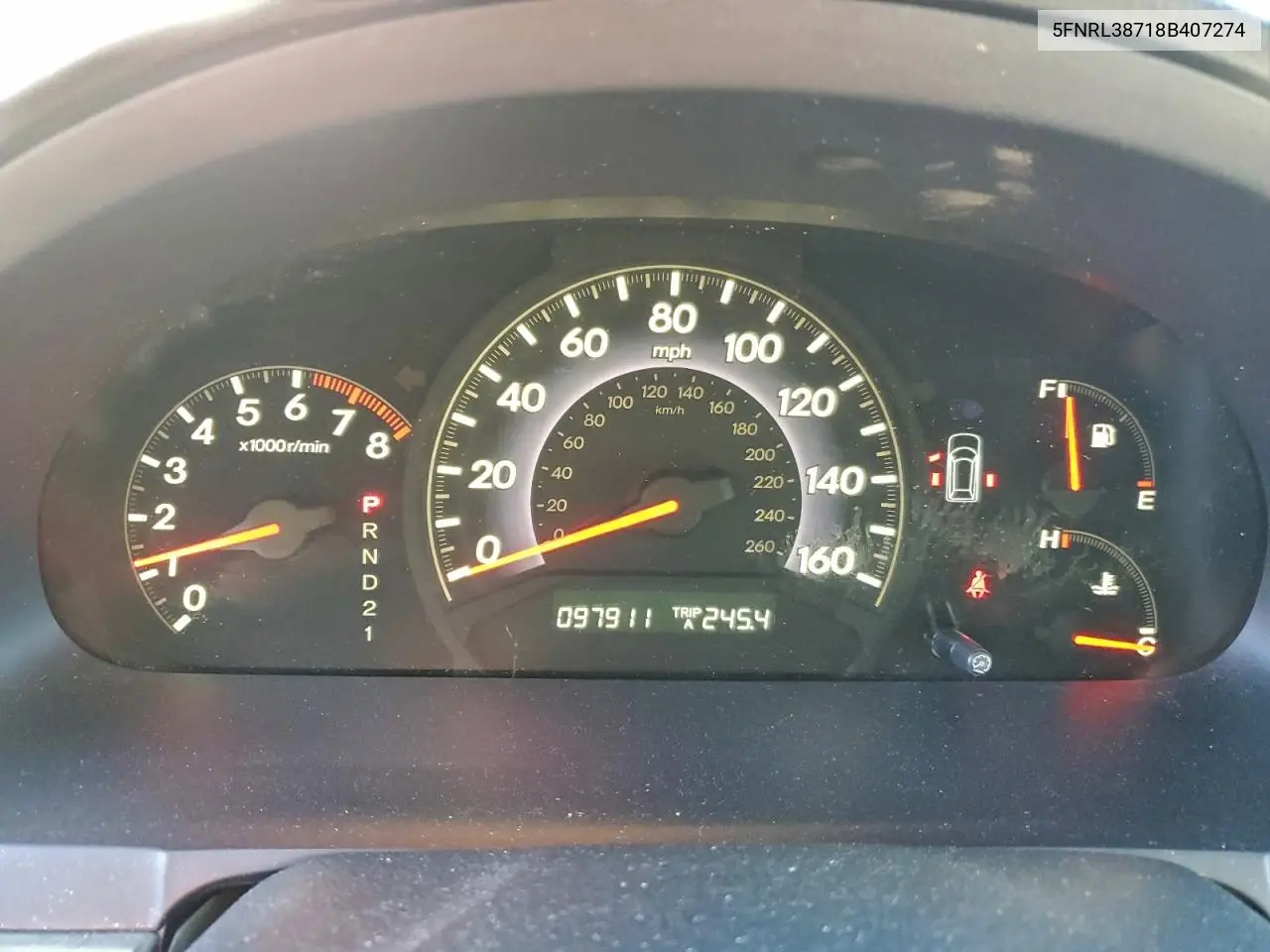 5FNRL38718B407274 2008 Honda Odyssey Exl