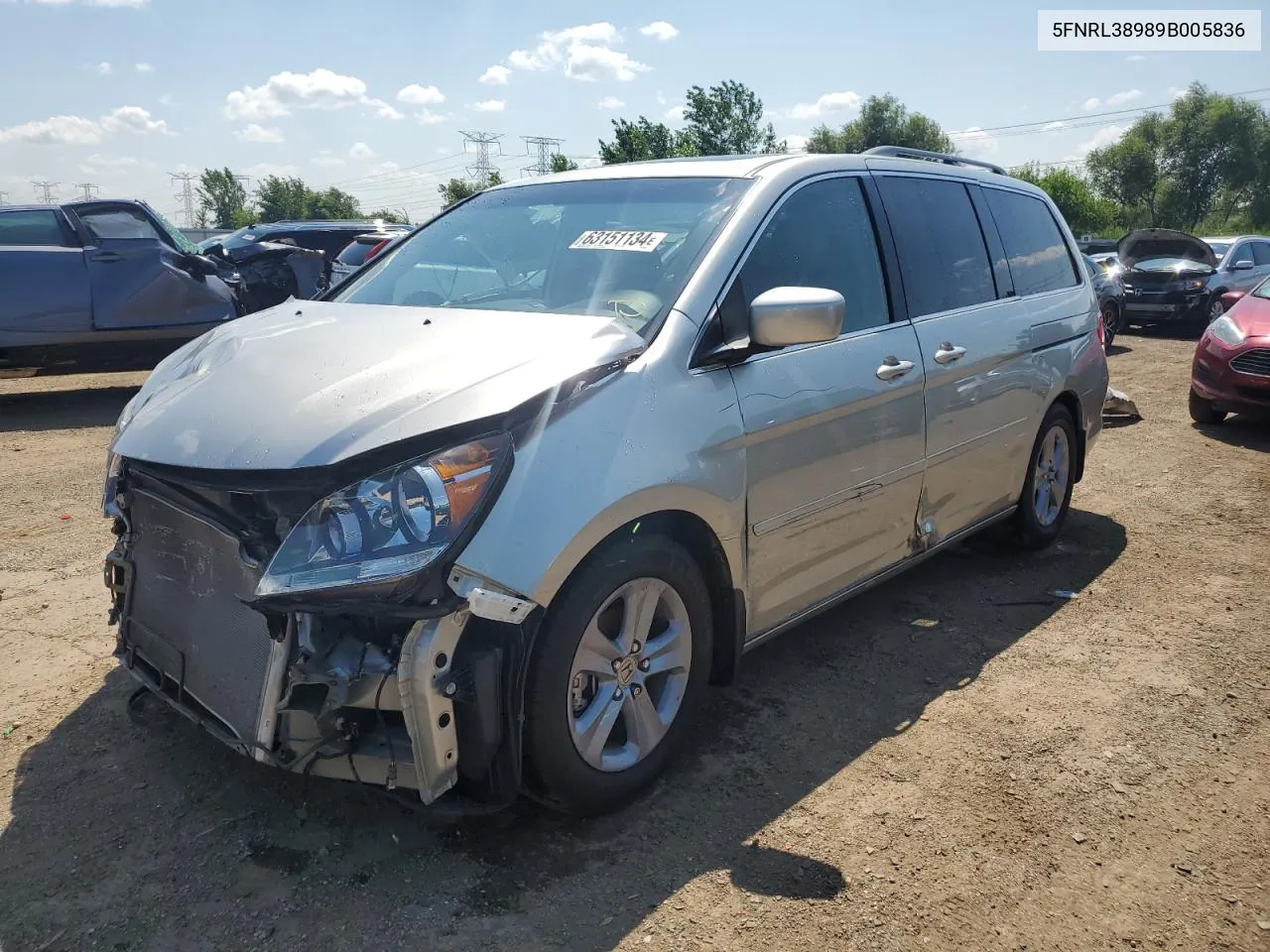 2009 Honda Odyssey Touring VIN: 5FNRL38989B005836 Lot: 63151134