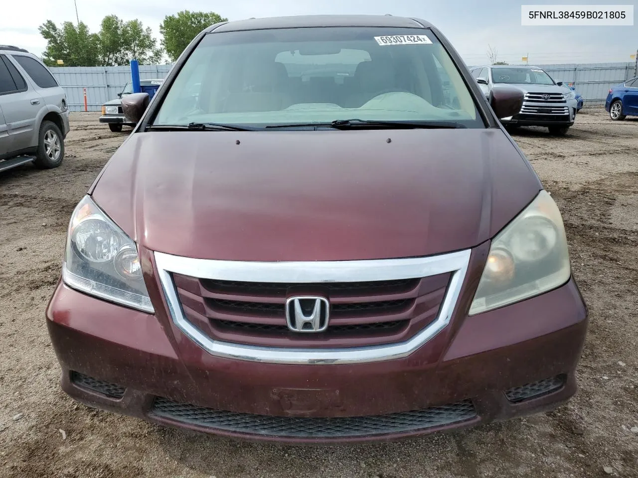 2009 Honda Odyssey Ex VIN: 5FNRL38459B021805 Lot: 69307424