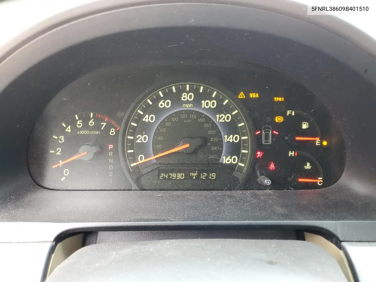 5FNRL38609B401510 2009 Honda Odyssey Exl
