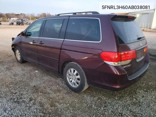 2010 Honda Odyssey Exl VIN: 5FNRL3H60AB038081 Lot: 49068134