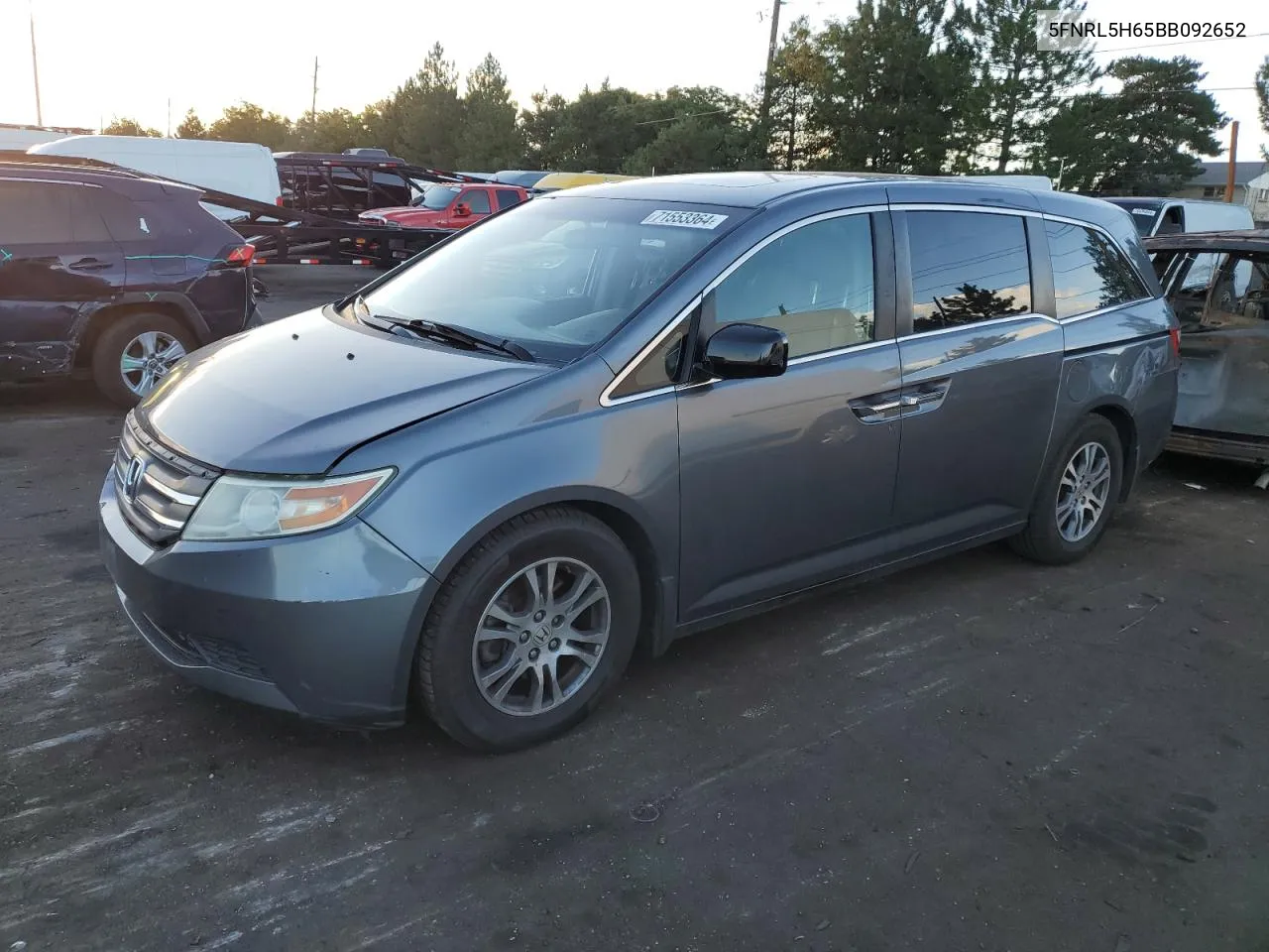 2011 Honda Odyssey Exl VIN: 5FNRL5H65BB092652 Lot: 71553364