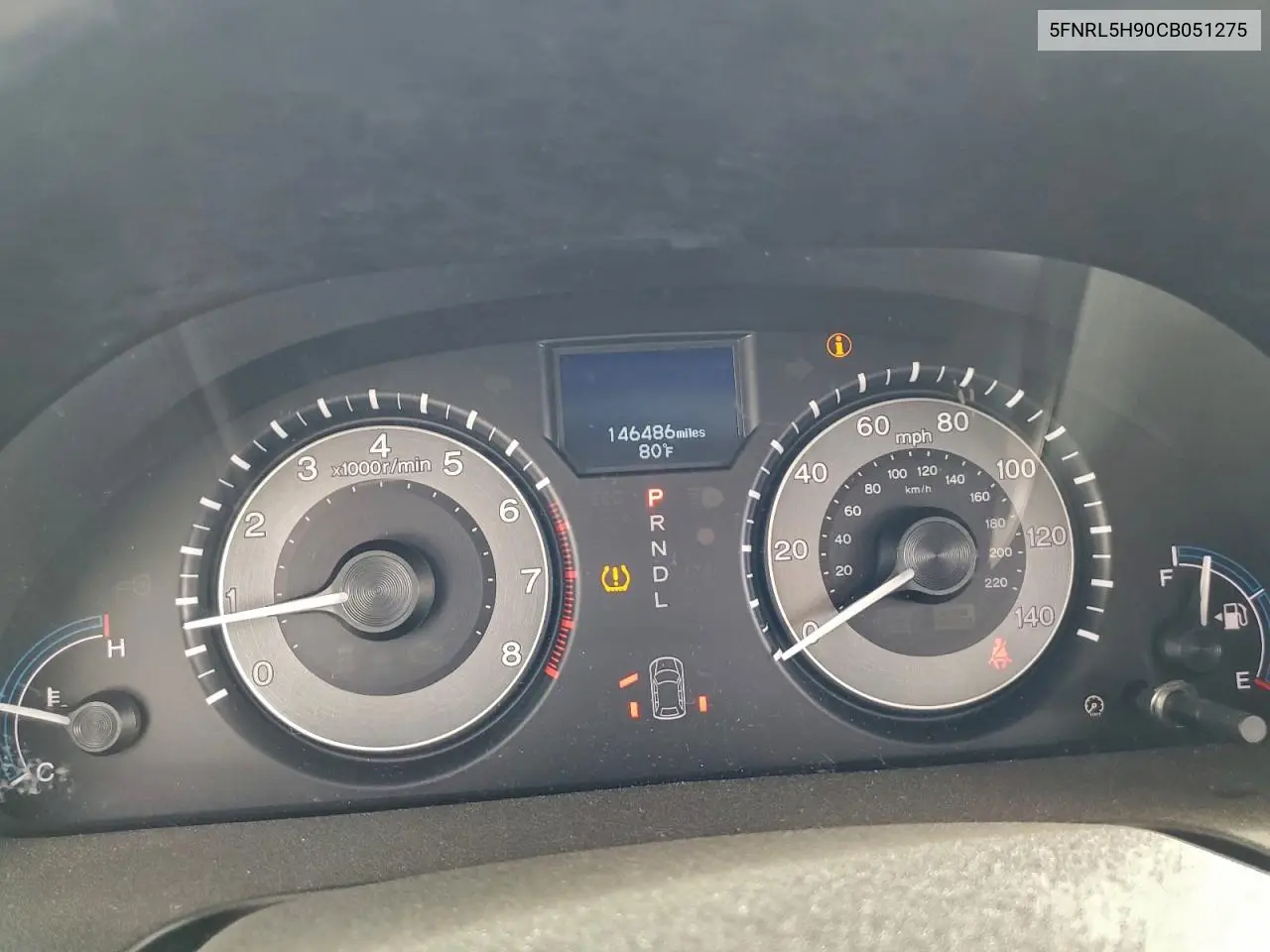 5FNRL5H90CB051275 2012 Honda Odyssey Touring
