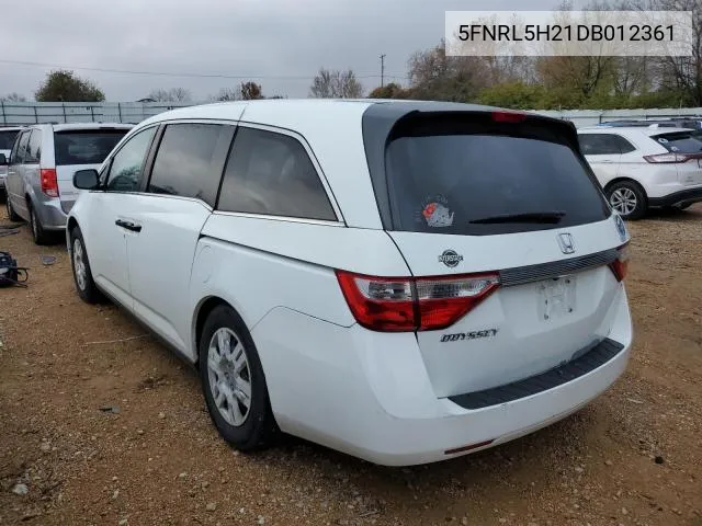 5FNRL5H21DB012361 2013 Honda Odyssey Lx