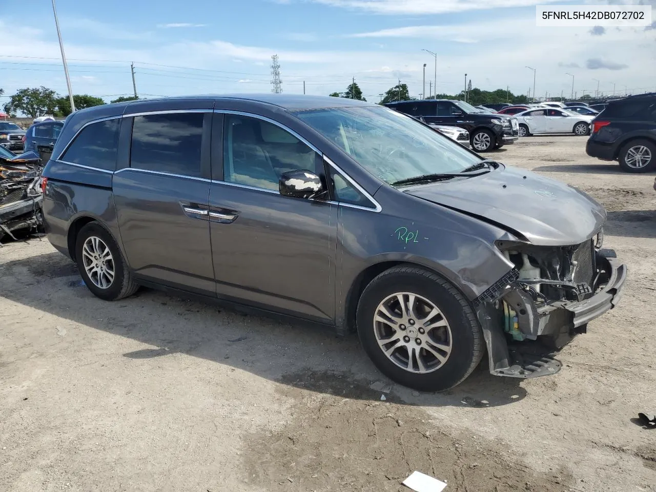 2013 Honda Odyssey Ex VIN: 5FNRL5H42DB072702 Lot: 71635654