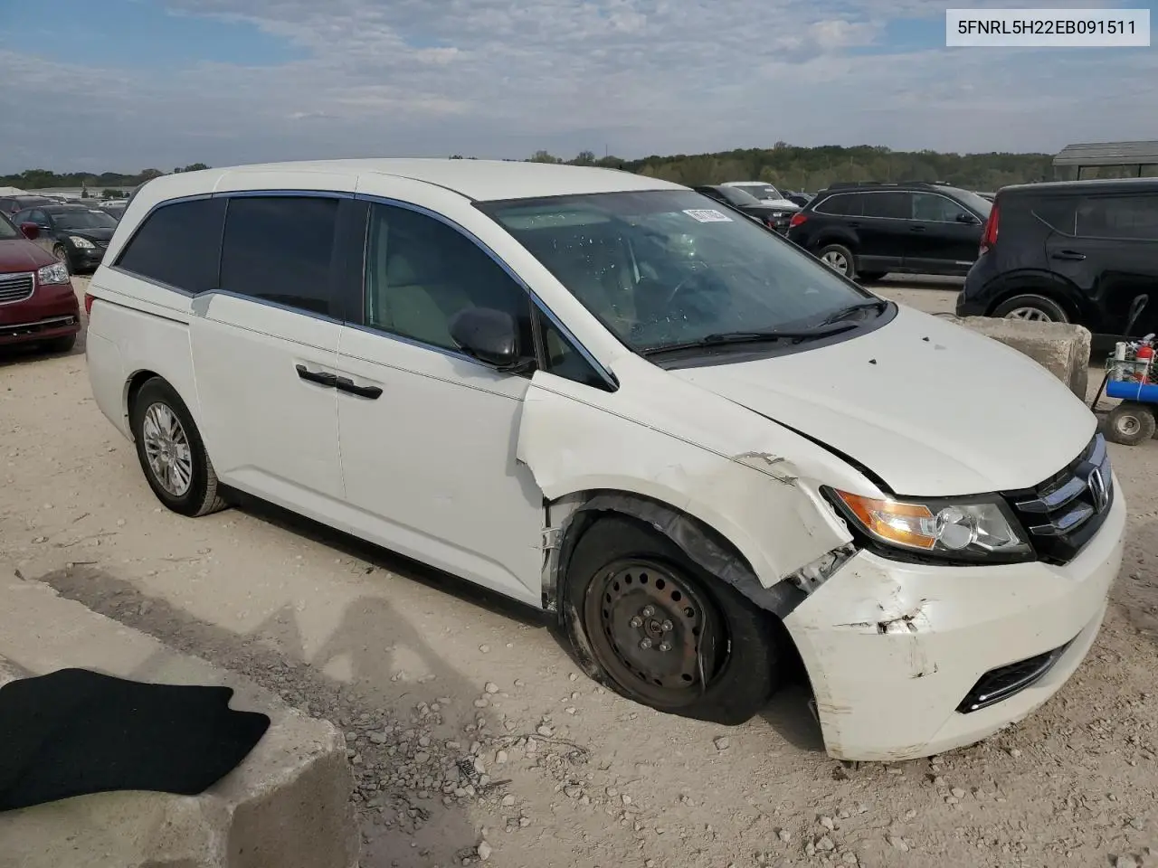 5FNRL5H22EB091511 2014 Honda Odyssey Lx