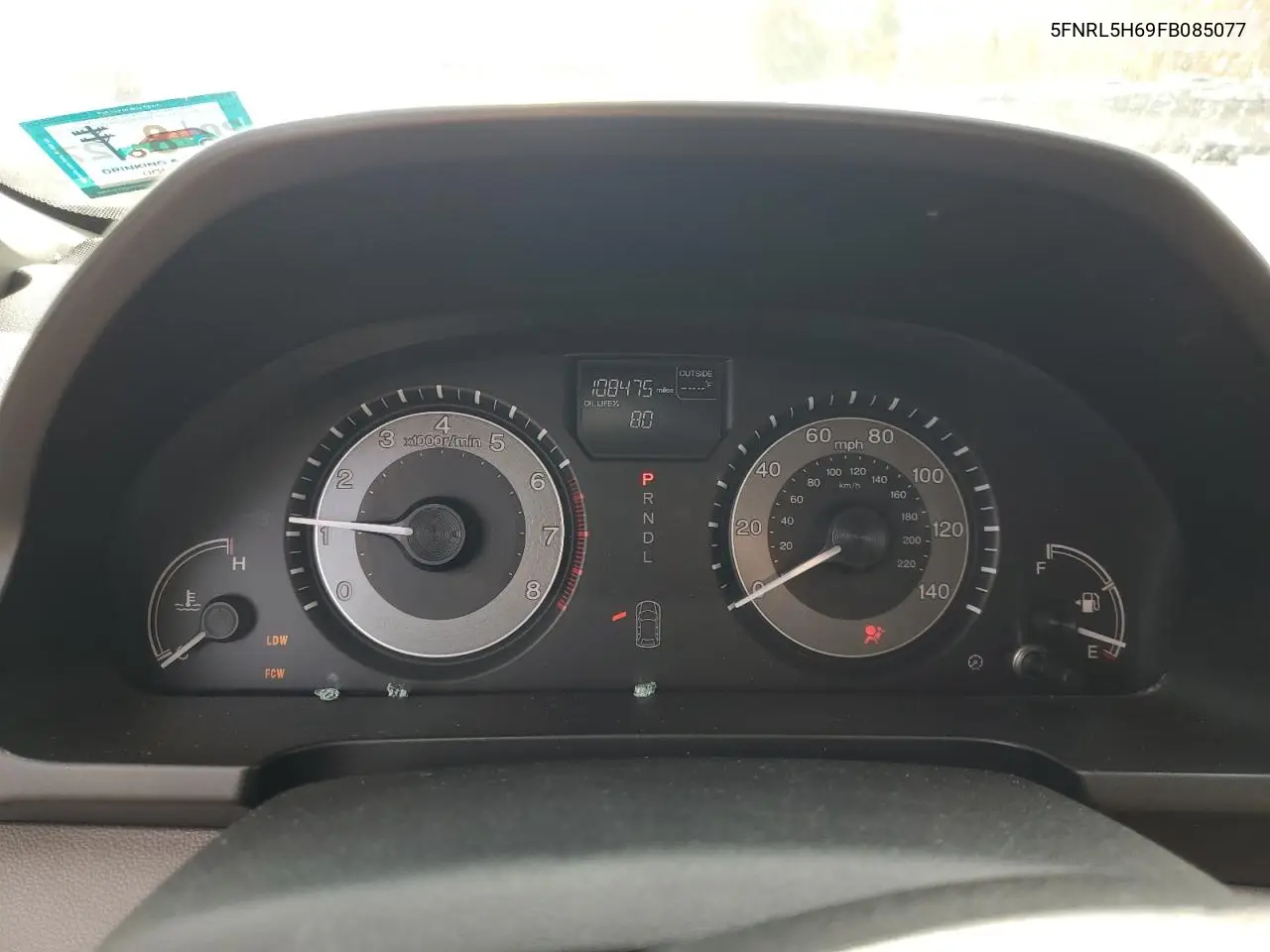 5FNRL5H69FB085077 2015 Honda Odyssey Exl