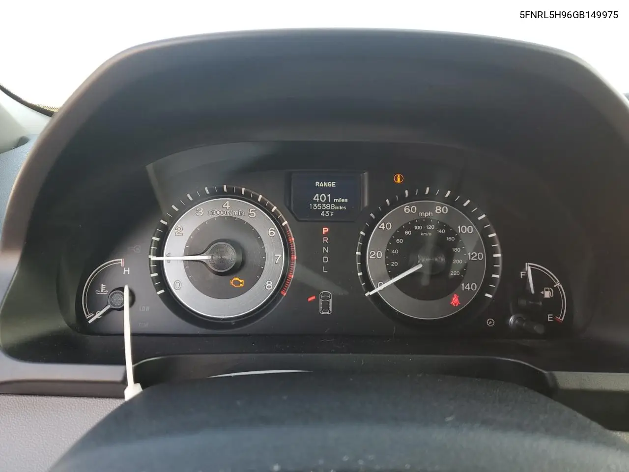 5FNRL5H96GB149975 2016 Honda Odyssey Touring