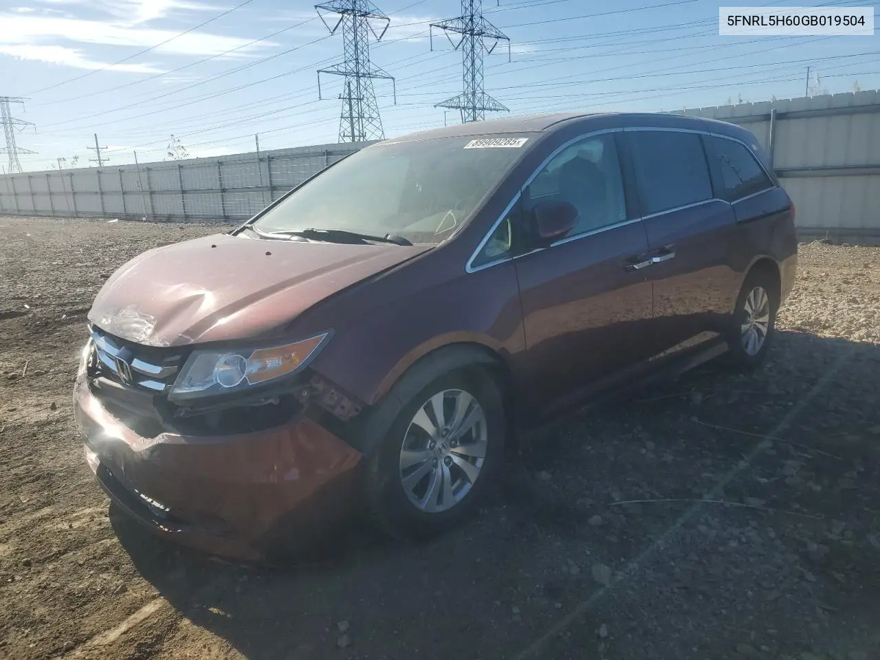 5FNRL5H60GB019504 2016 Honda Odyssey Exl