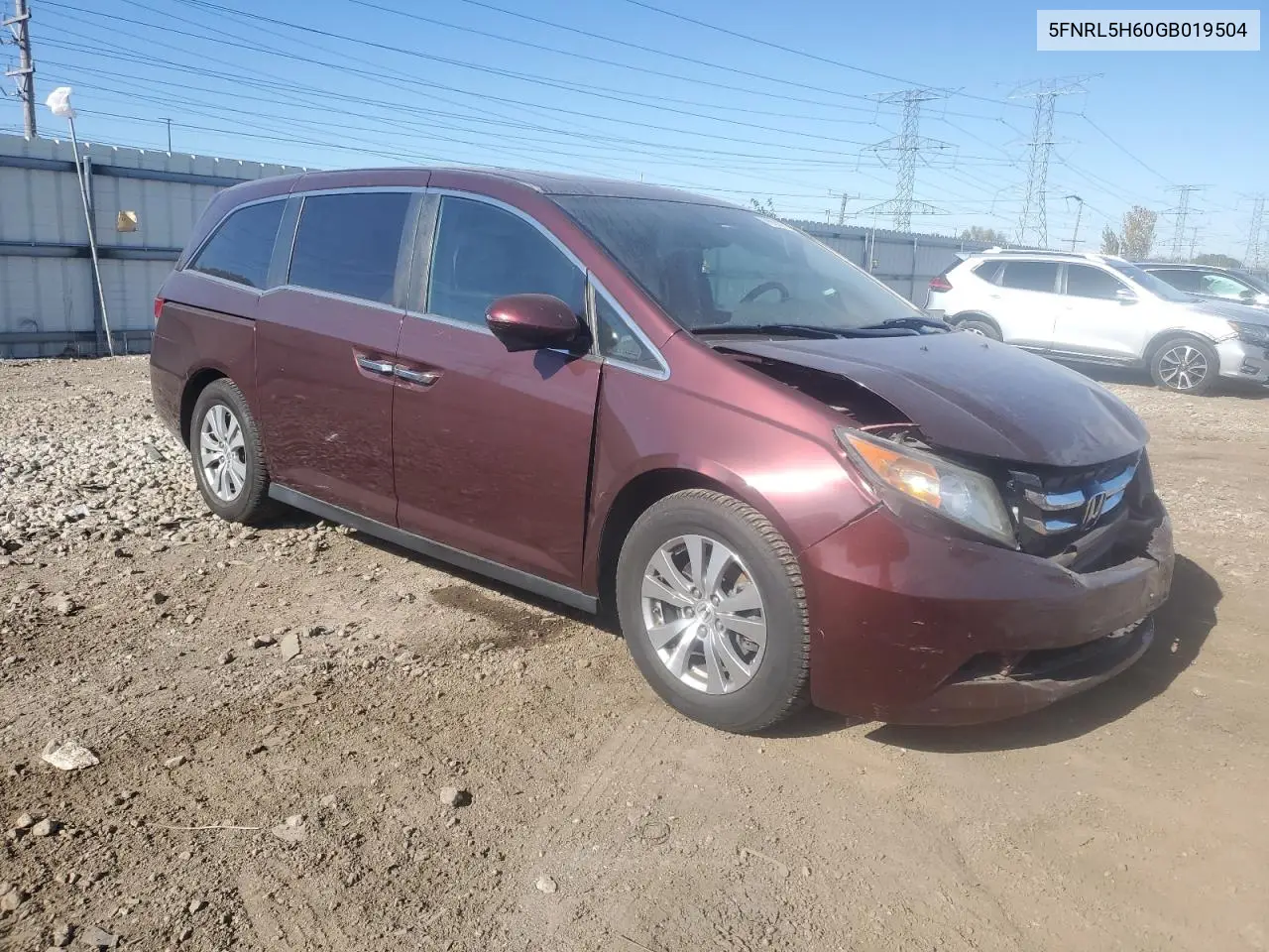 5FNRL5H60GB019504 2016 Honda Odyssey Exl