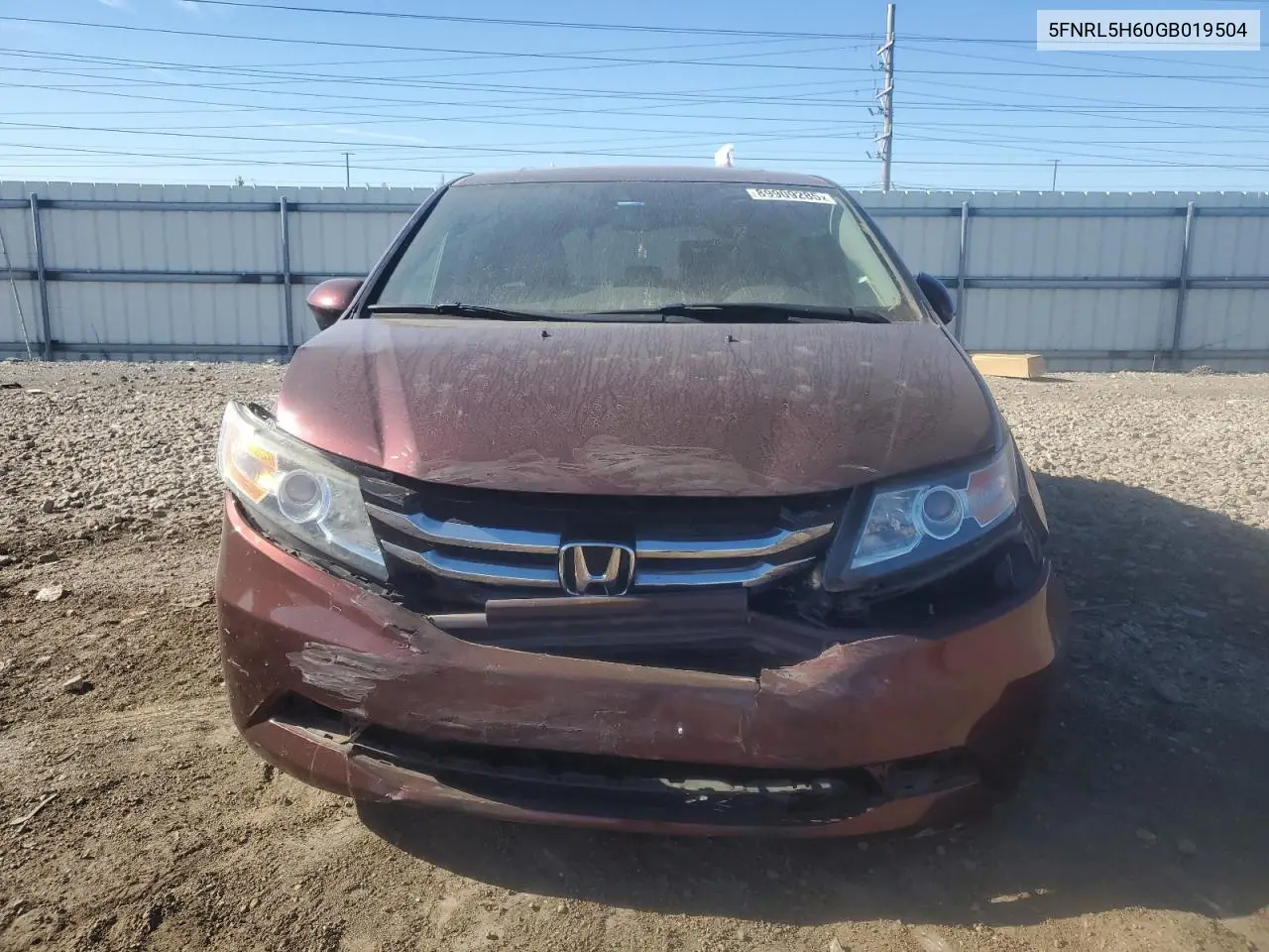 5FNRL5H60GB019504 2016 Honda Odyssey Exl