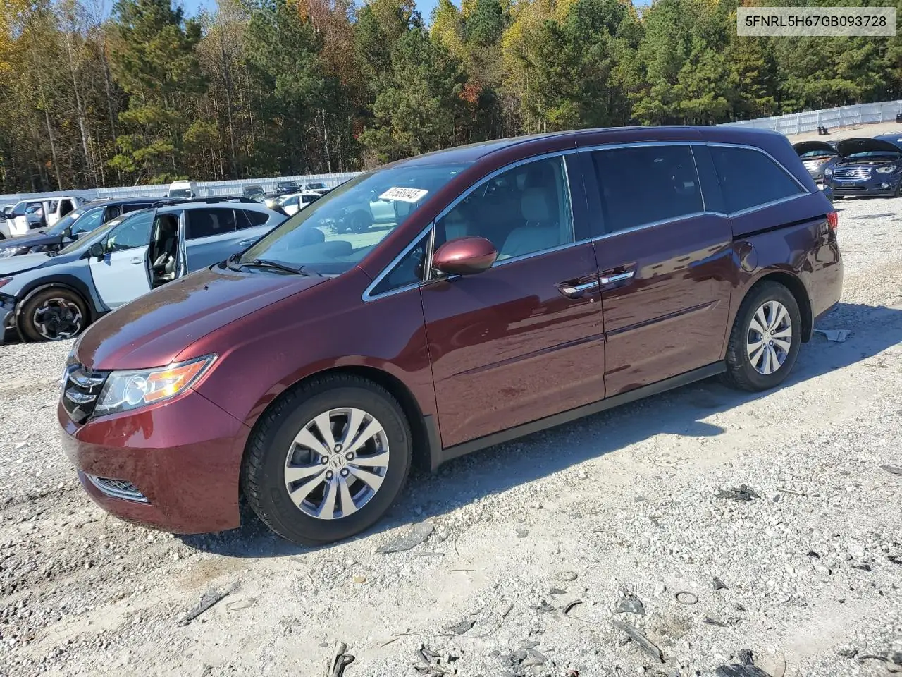 5FNRL5H67GB093728 2016 Honda Odyssey Exl