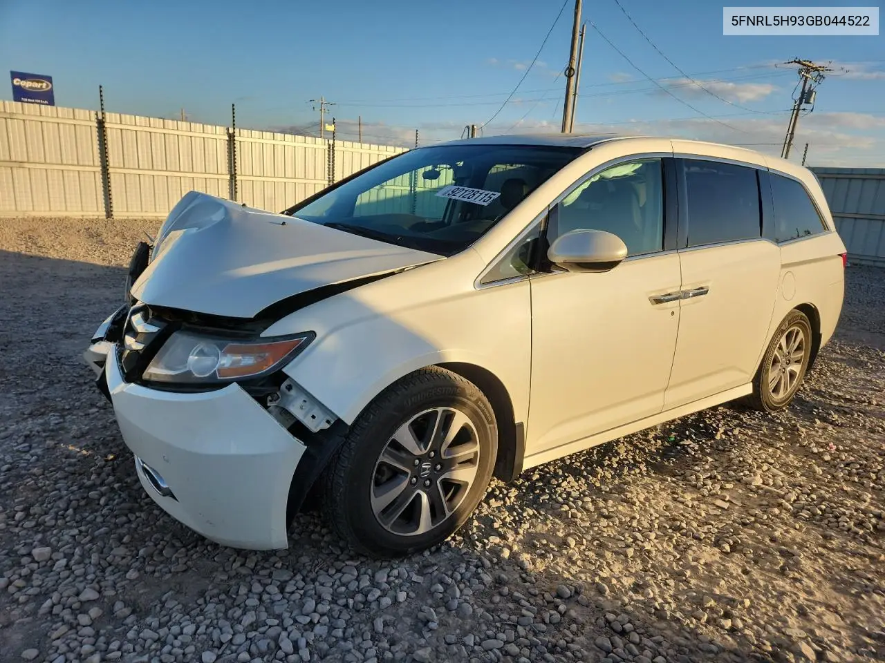 5FNRL5H93GB044522 2016 Honda Odyssey Touring
